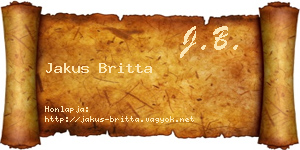 Jakus Britta névjegykártya